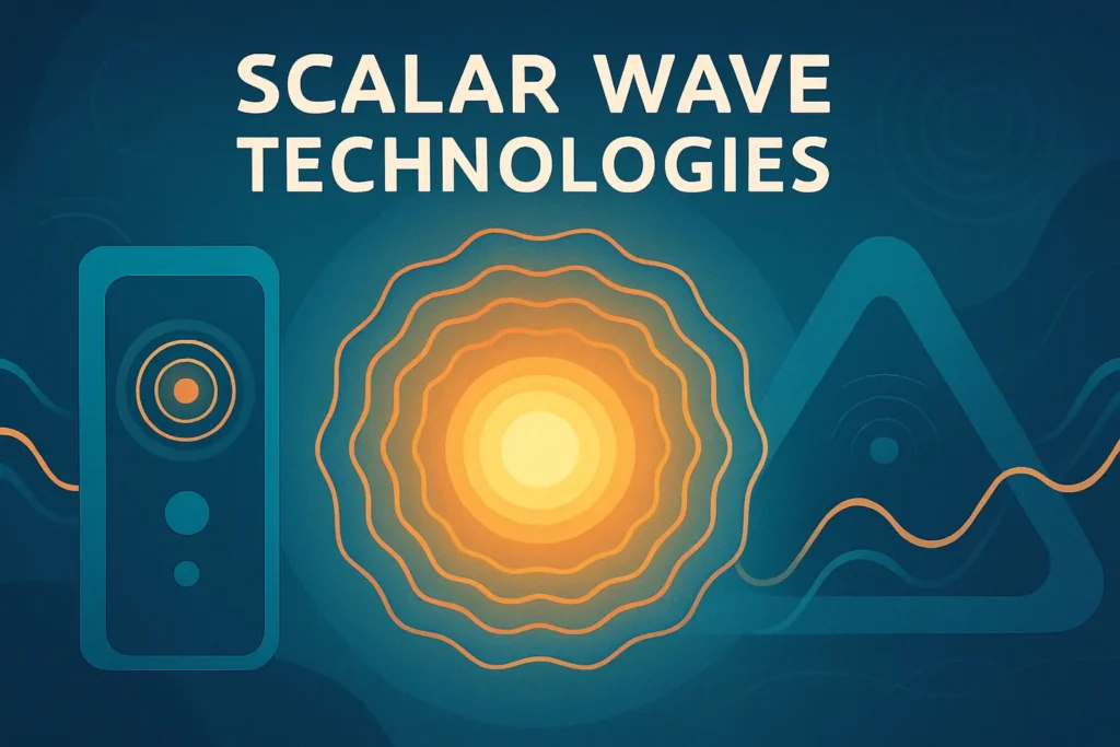 Illustration showing the concept of scalar wave technologies used in wellness and energy research