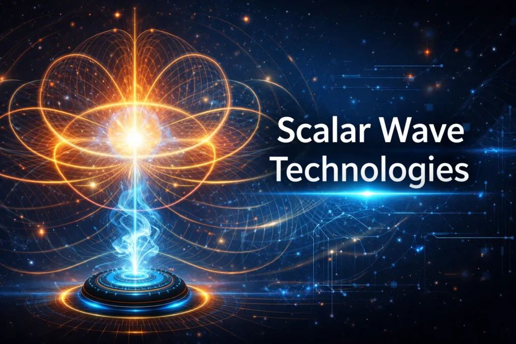 Diagram representing scalar wave energy fields and frequency-based technology concepts