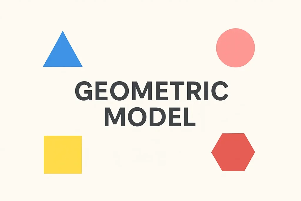 Engineer working on a geometric model in CAD software with detailed 3D objects on the screen.