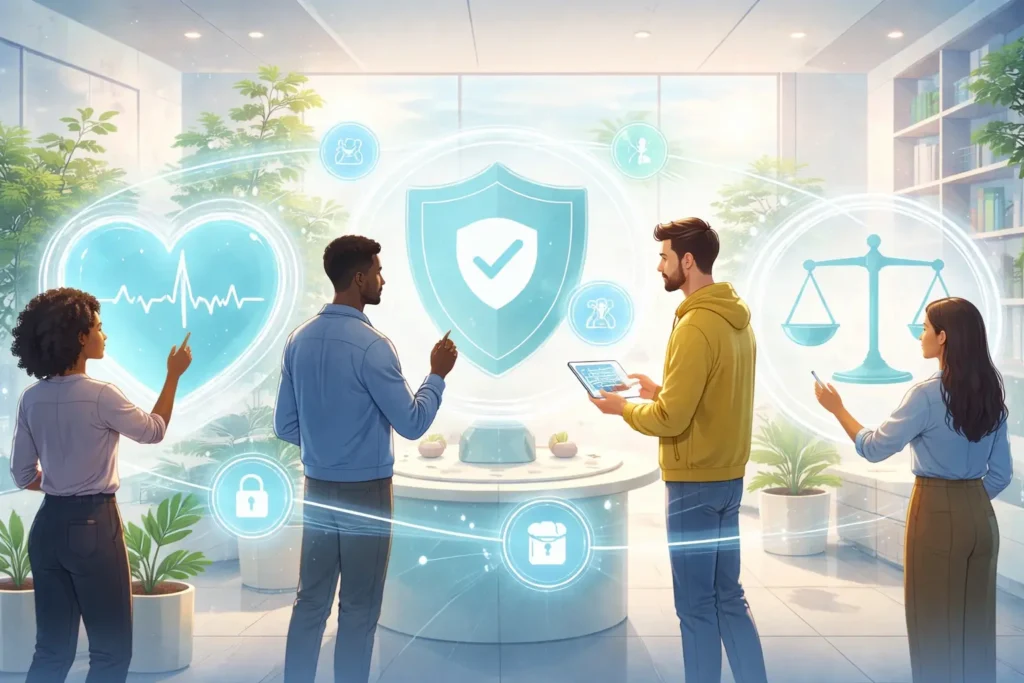 The Center for Humane Technology concept showing ethical human-centered digital design and responsible technology innovation.